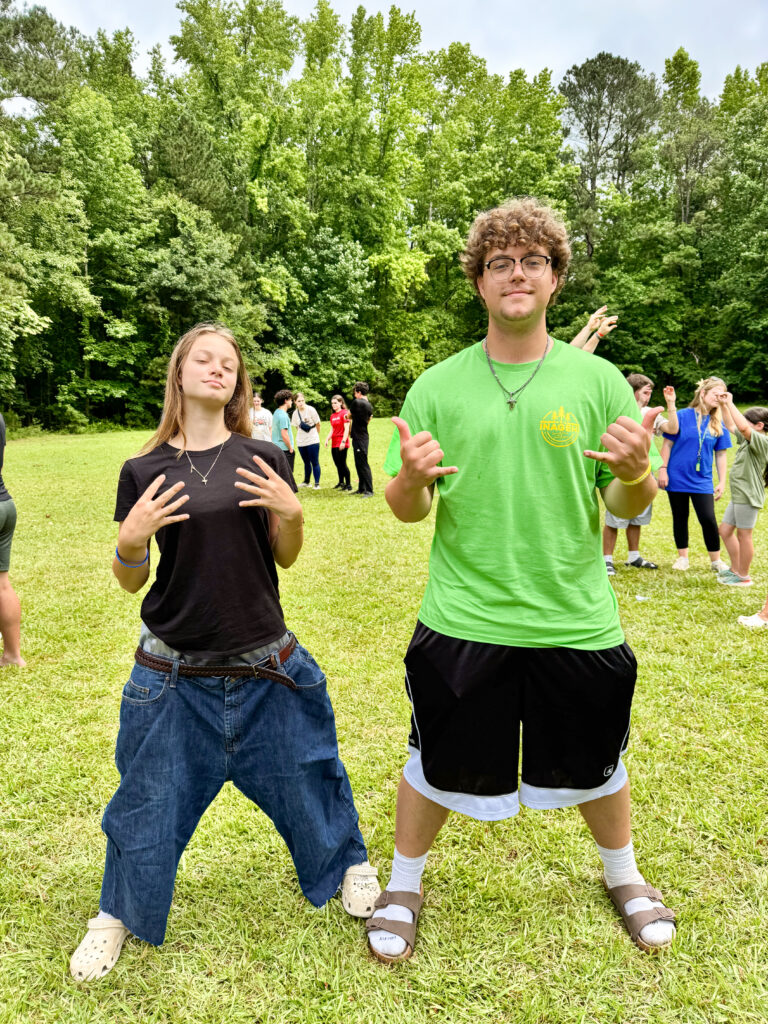 campers and staff members from peachtree city church of christ at camp inagehi christian summer camp