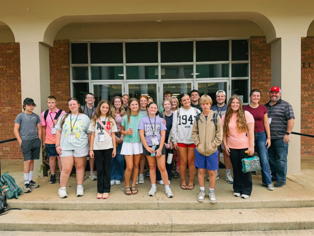 group of peachtree city church teens at legacy youth camp at faulkner univeristy